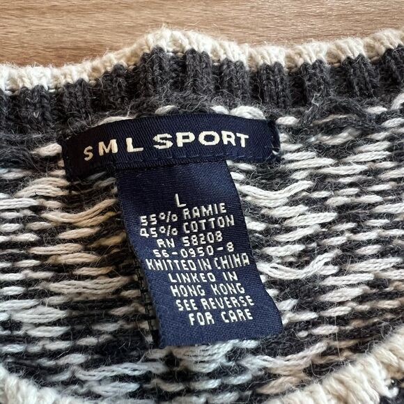 Embroidered Snowflake Holiday Cardigan Sweater VTG Button Ramie SML Sport Size L - Picture 6 of 6